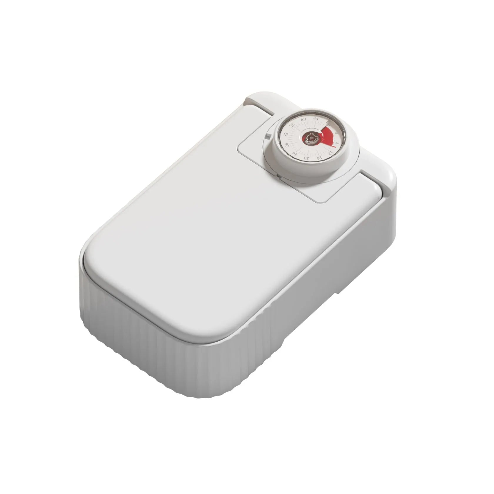 White automated pet feeder with timer display and a removable ice crystal cooling box underneath.