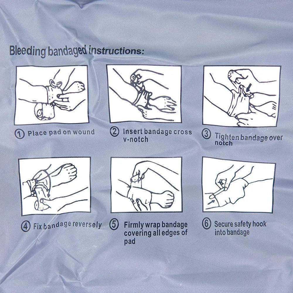 Simple and portable outdoor training hemostatic bandage in 4-inch and 6-inch sizes with tactical gauze tape.