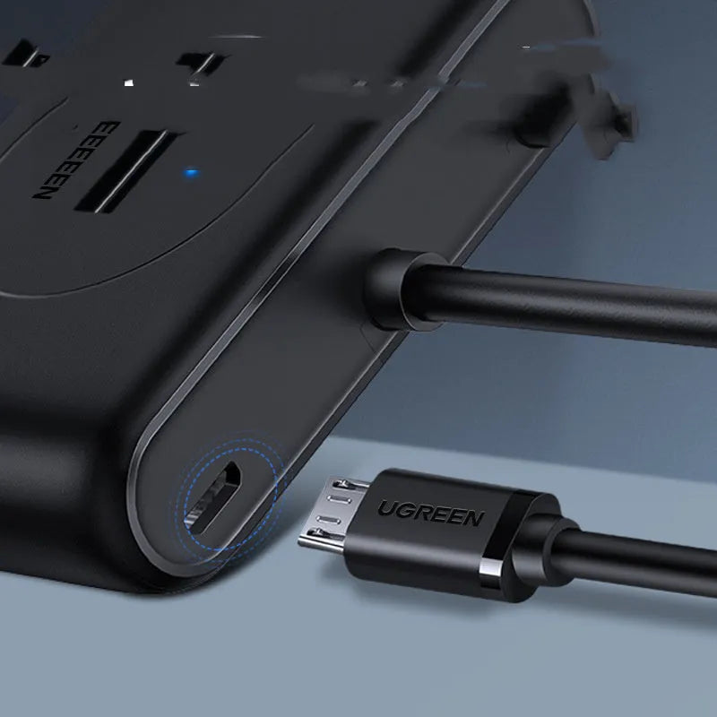 Black USB 3.0 extender adapter hub with multiple ports and a choice of cable lengths for desktop computers.
