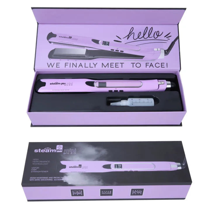 Mini steam splint spray hair straightener in champagne colour with ceramic plates and steam function