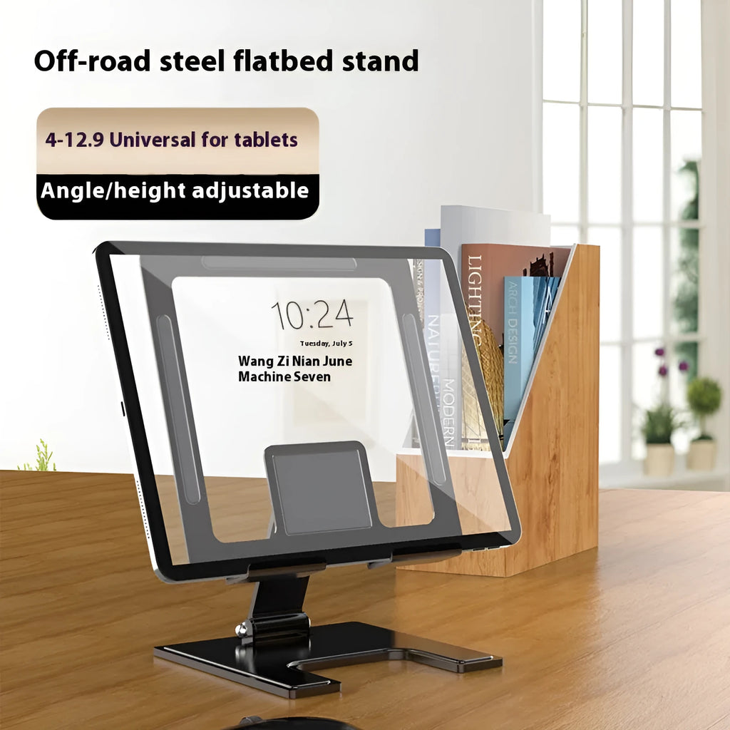 Foldable rotating alloy laptop stand bracket for notebooks, flat desktop multi-angle riser in black or silver