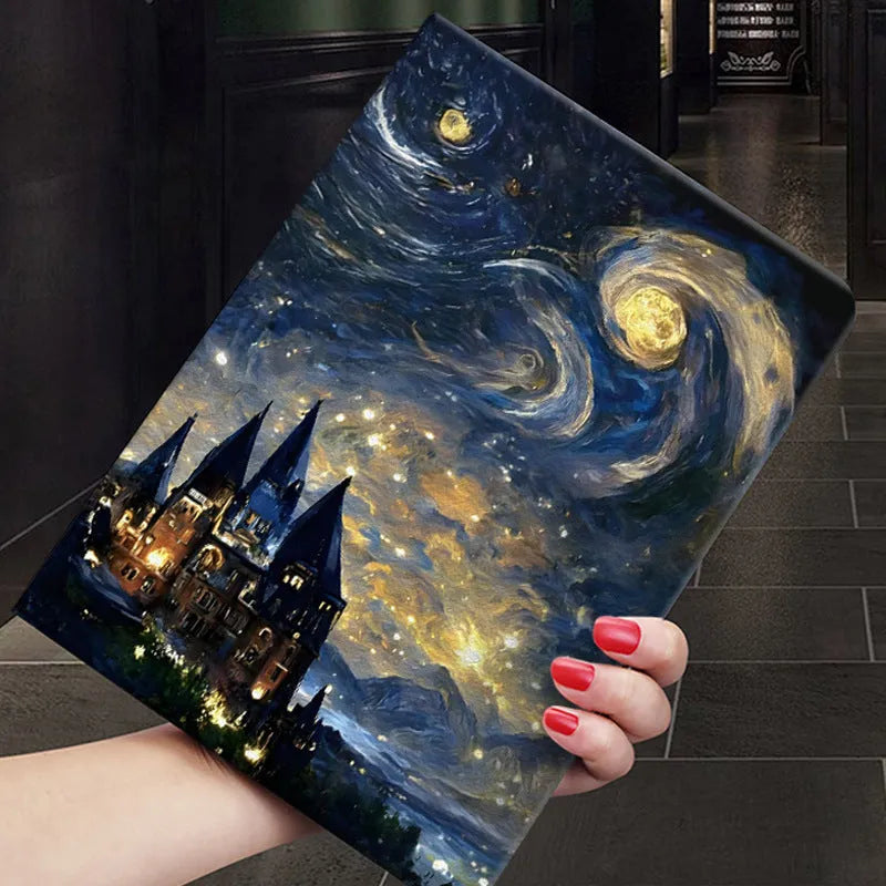 Handmade liquid silicone flip protective case for iPad with floral design and magnetic closure