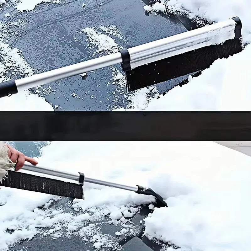 Extendable car snow shovel and windscreen wiper brush, 65 cm reach, aluminium alloy, ABS and nylon, black