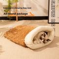 Flannel cat sleeping bag measuring 50cm by 40cm in blue rabbit design with diablement pp cotton material