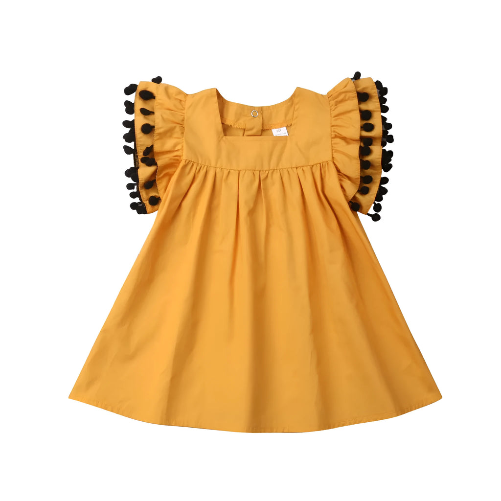 Orange sleeveless girls' dress in sizes 12M 2T 3T 4T 5T for children and newborn clothing