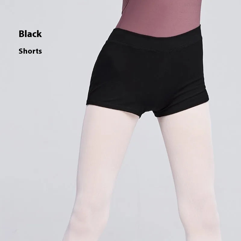 Black cotton ballet practice shorts for women in dance and fitness activities