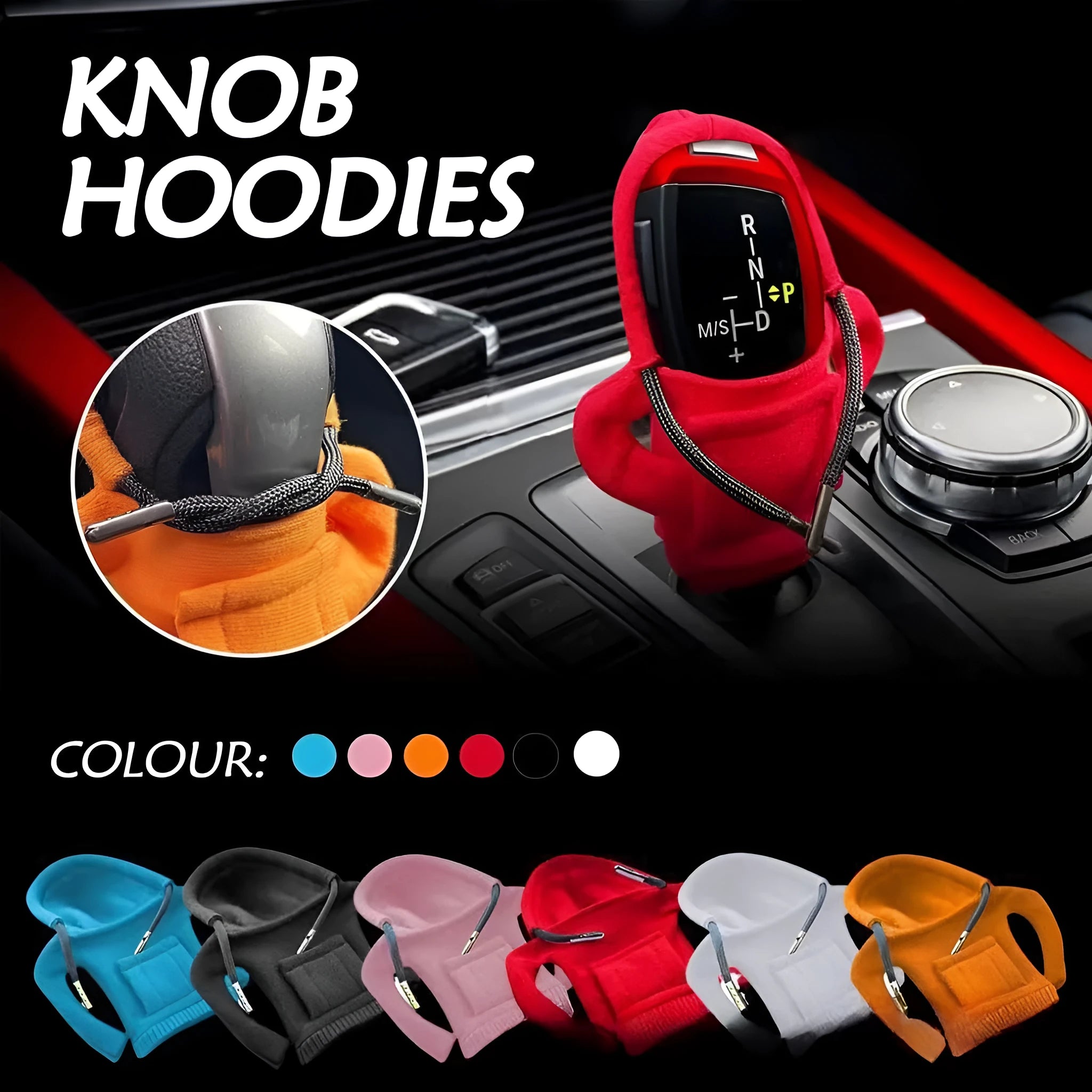 Velvet car gear handle sleeve cover in various colours on vehicle gear shift