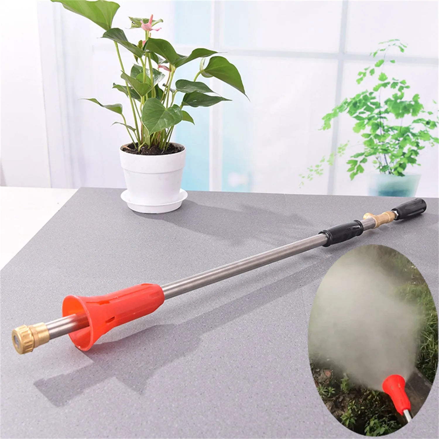 Adjustable high-pressure spray gun for agricultural pesticide spraying with submachine gun style and plastic body