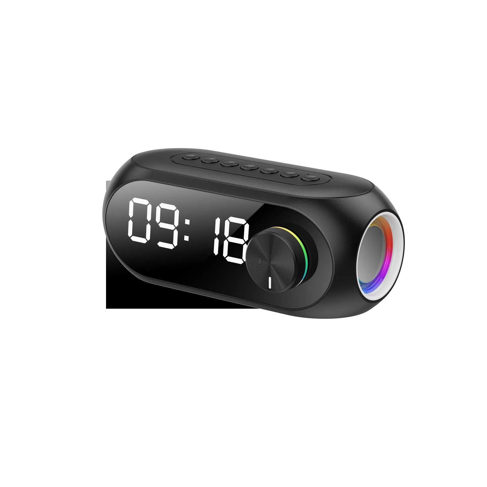 Extra Bass Portable Mini Clock Household Speaker in S8 Black colour with USB charging cable
