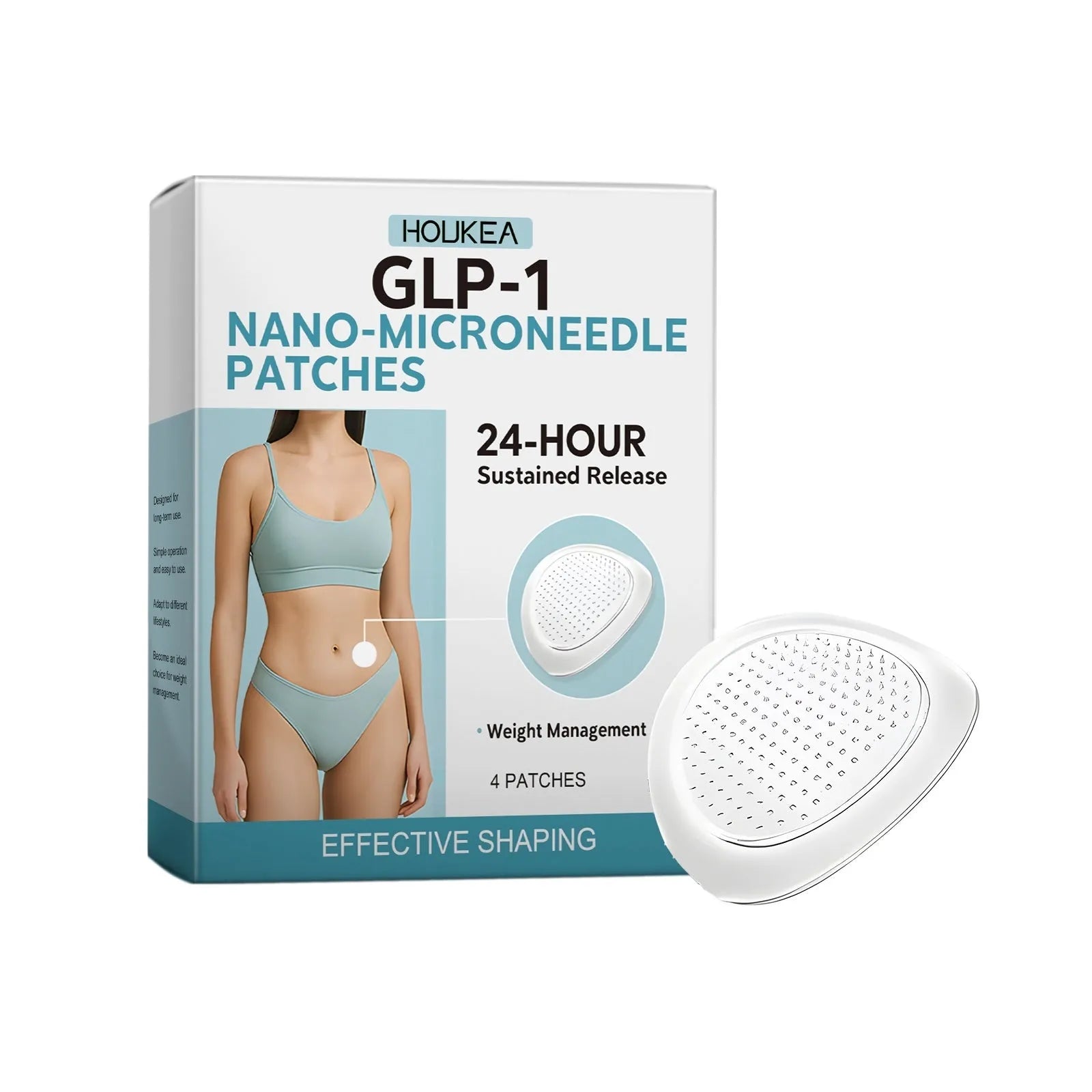 Nano-microneedle skincare patches with acetyl hexapeptide-8 and cinnamon ingredients, four patches per pack