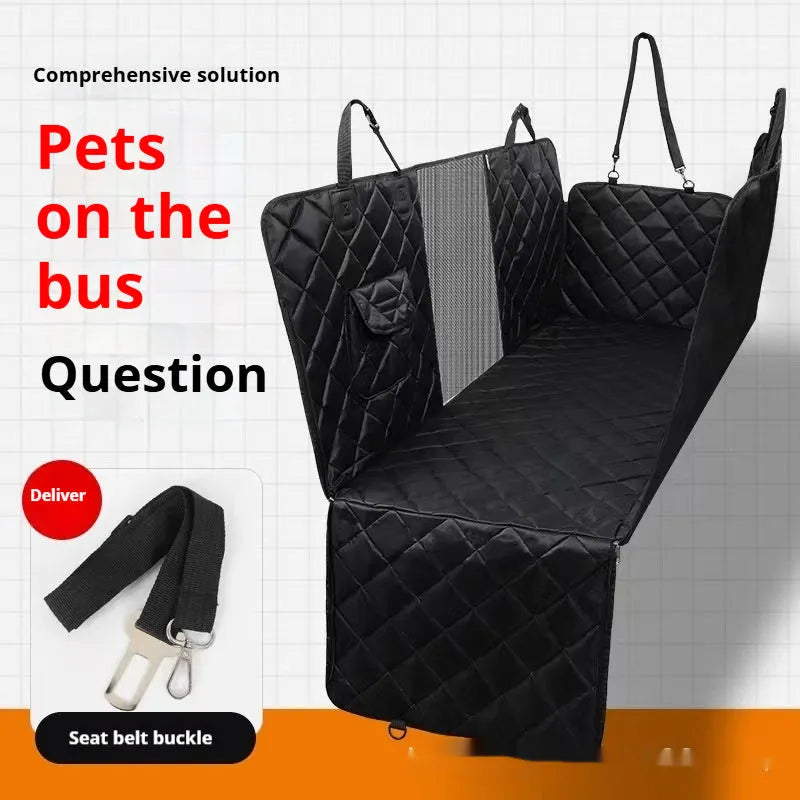 Cloth pet car seat protection mat for dogs in black and grey colour options.