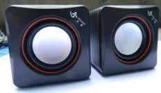 Black square USB computer speaker with compact 10cm design for desktop audio