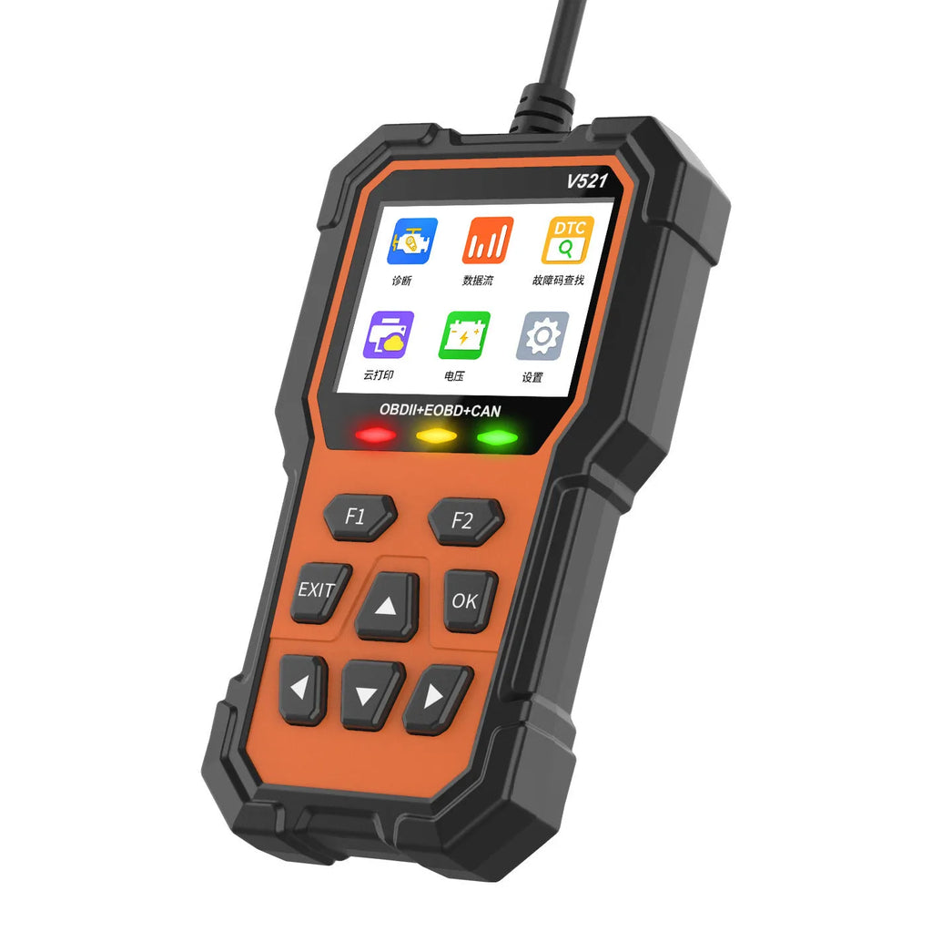 V521 car fault diagnosis instrument with 11 languages, 12-16V, for all vehicle models, with storage bag