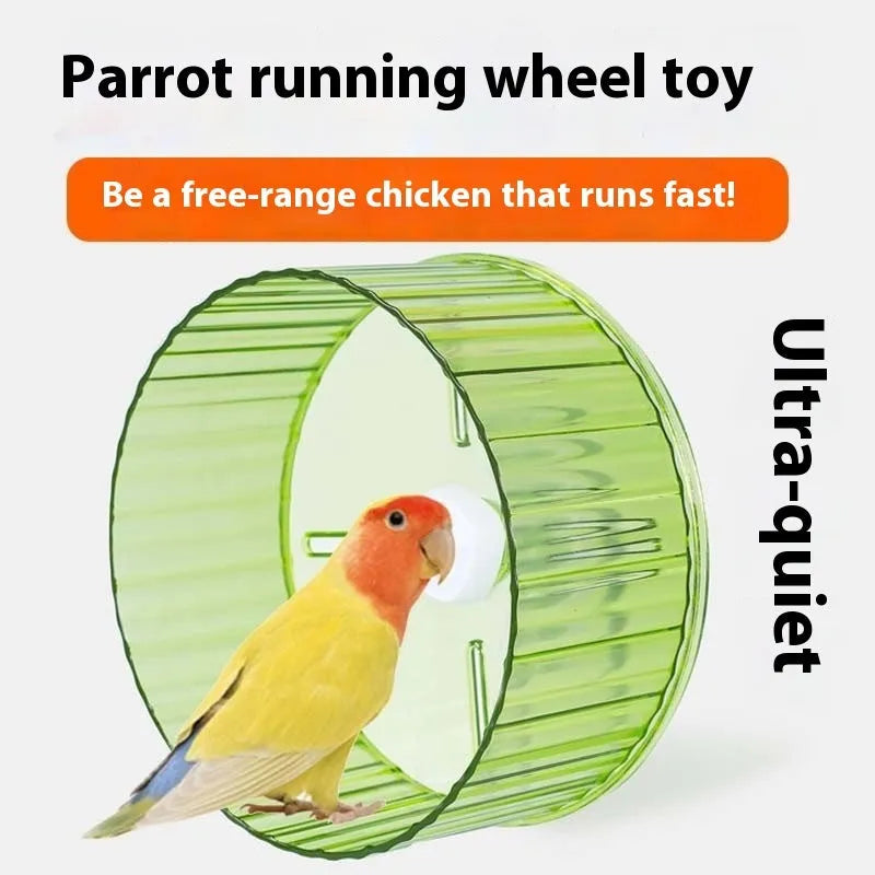 21cm plastic parrot running wheel toy in multiple colour options for bird exercise