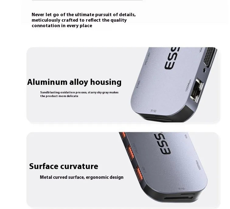 11-in-1 USB-C expansion dock with 20cm cable separator and Gigabit network port