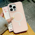 Double-layer magnetic phone case for iPhone 15 and 16 in beige, black, green, light yellow, orange, pink, rose red, light blue, purple.