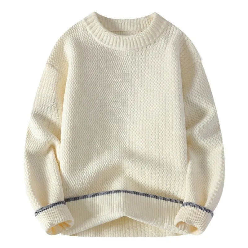 Men's grey pullover sweater with loose fit and long sleeves for autumn casual wear