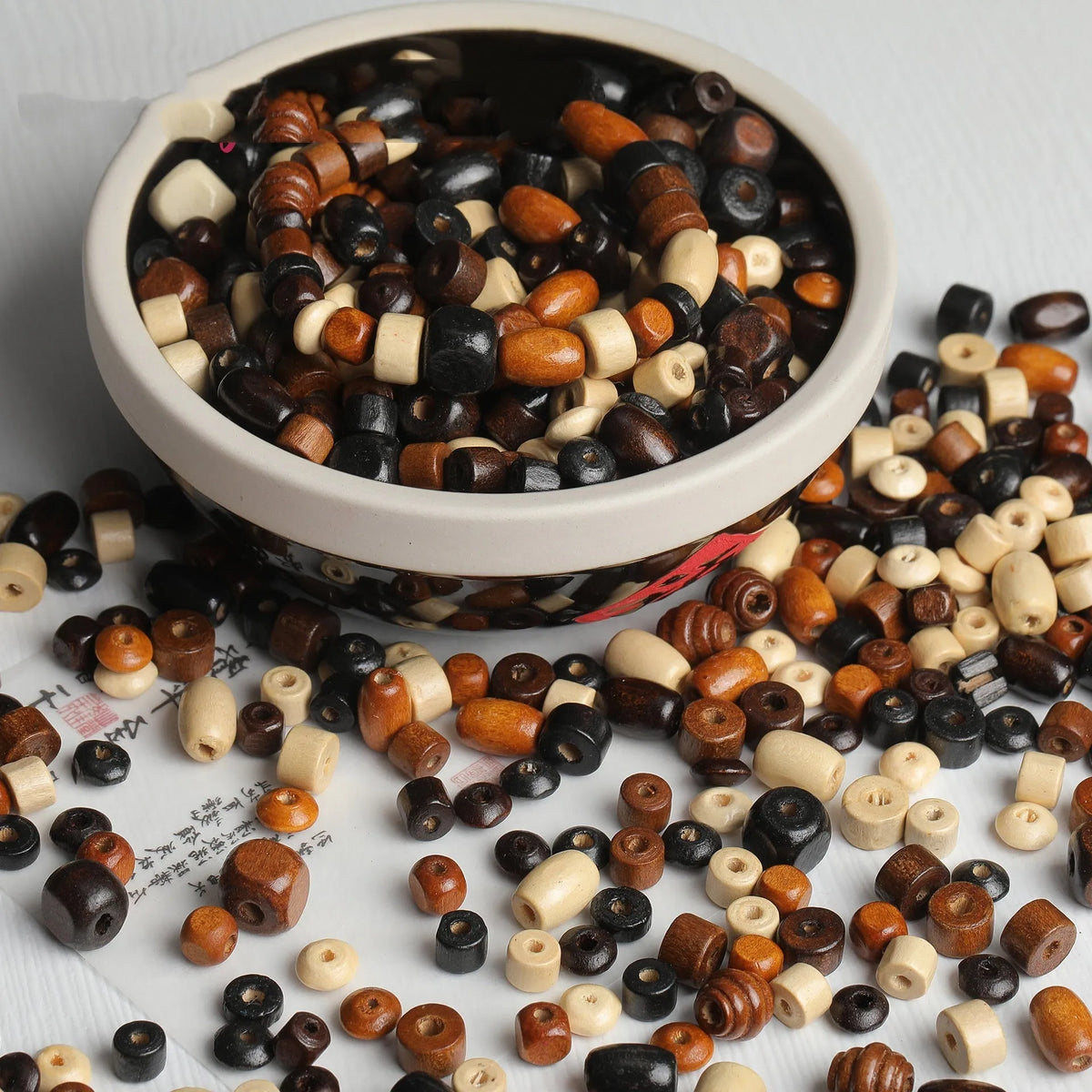 Mixed colour solid wood scattered beads for DIY jewellery making