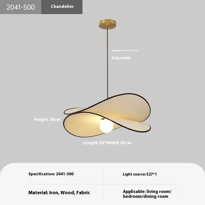 French style artistic chandelier pendant light with fabric potato chips texture in modern simplicity design