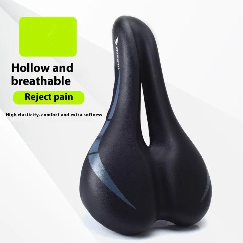 Bike saddle with 3147 hollow cushion, 270mm by 180mm, in PU leather foam and cotton