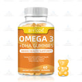 DHA algae oil gummies for kids, plant-based DHA formula, bottle of 60 or 90 gummies