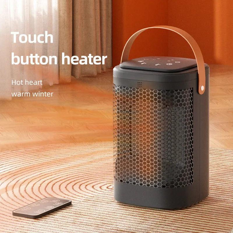 Hot and cold air heating radiator with touch screen display showing temperature settings and timer function