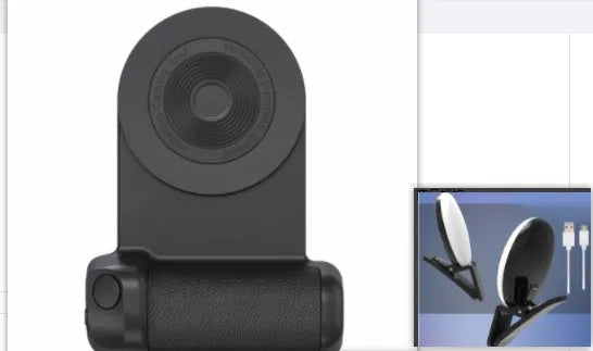 Black magnetic phone holder with rotatable design and PU leather grip on a table
