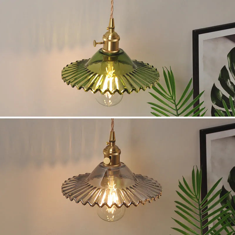 Copper lotus wall lamp with glass shade in six colour options, 22cm diameter