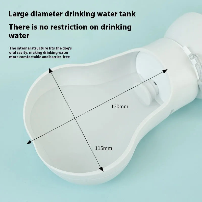 Silicone folding pet water cup shown in long and short specifications, collapsed and open.
