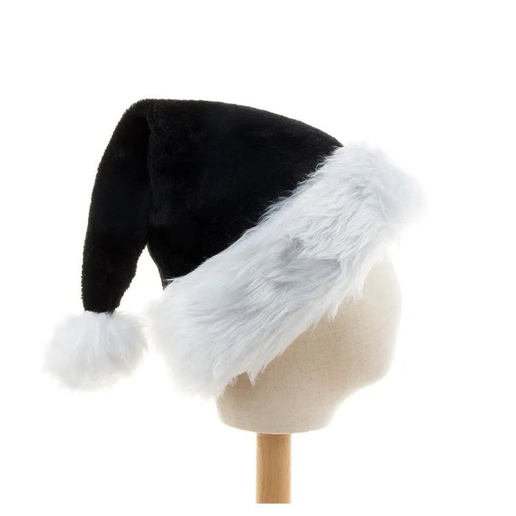 Black Christmas plush hat with 56 cm diameter and thickened polyester material