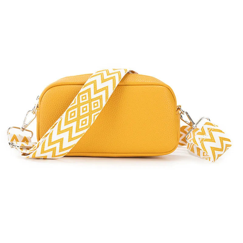 Women's soft PU crossbody bag in horizontal square shape with single shoulder strap
