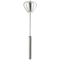 Semi-automatic stainless steel egg beater whisk with hand pressure rotating mechanism in silvery or white colour