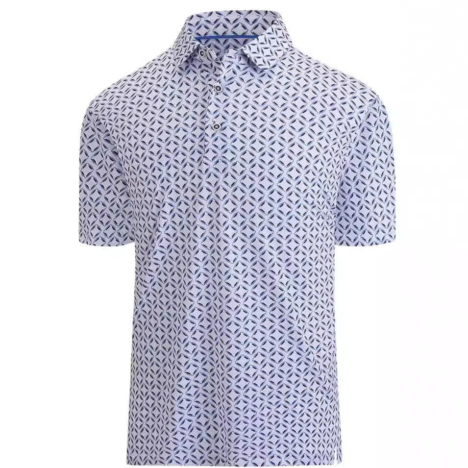 3D printing men's short sleeve t-shirt with zipper decorations on mesh fabric in Japanese retro style