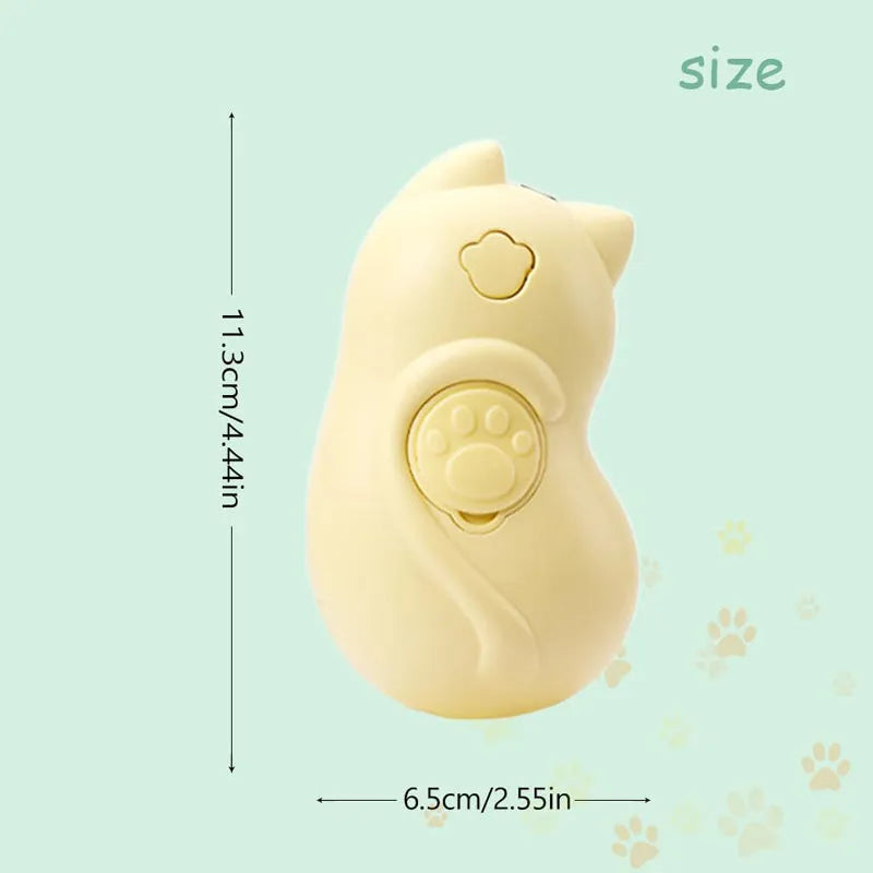 Cat Steamy Brush 3-in-1 Spray Comb showing steam function, pet-shaped design, and grooming application on animal coat