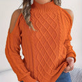 Women's strapless grey sweater with twisted pattern and lantern sleeves, half-high collar design