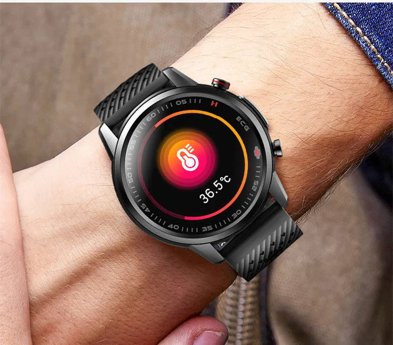 F800 ECG Blood Pressure Sports Smart Watch with black TPU wristband and 1.3-inch display