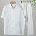 Men's cotton short-sleeved leisure suit in various colours for summer casual wear