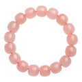 Pink crystal barrel-shaped bead bracelet with geometry pattern, 8-10mm beads, unisex design
