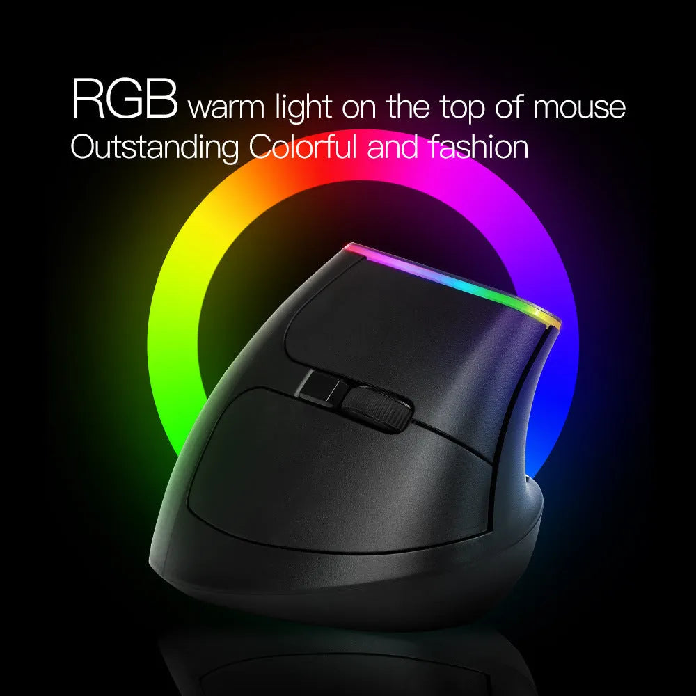 M618C vertical ergonomic wireless RGB mouse in black or white with hand-held design