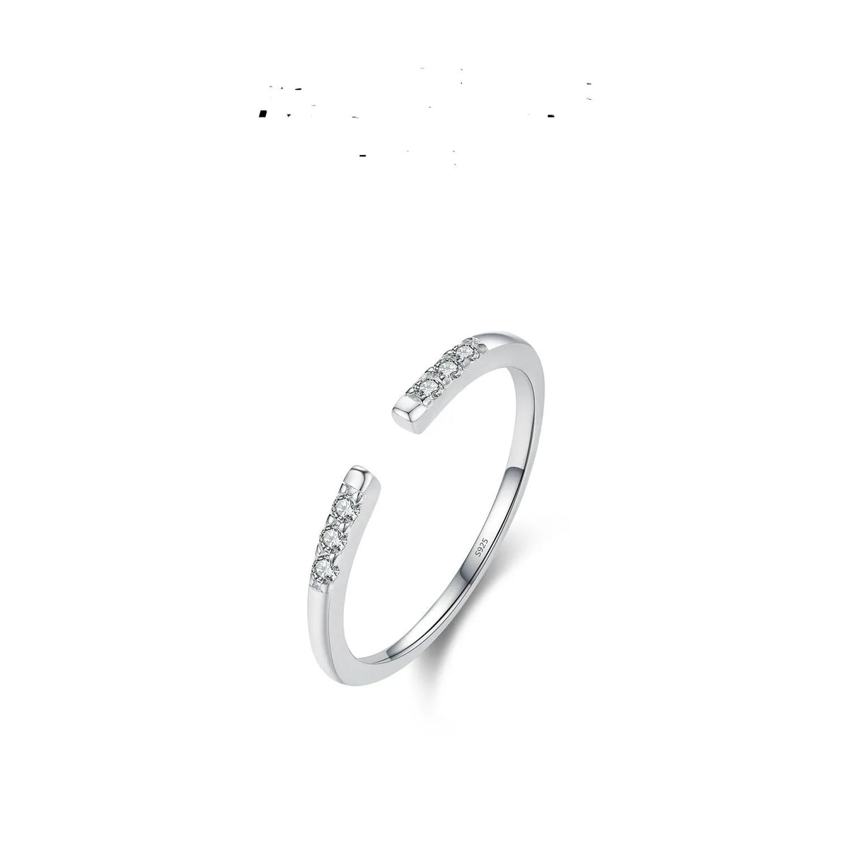 Silver adjustable open ring with diamond-set geometric design, 0.9g, shown in silver and gold colour options