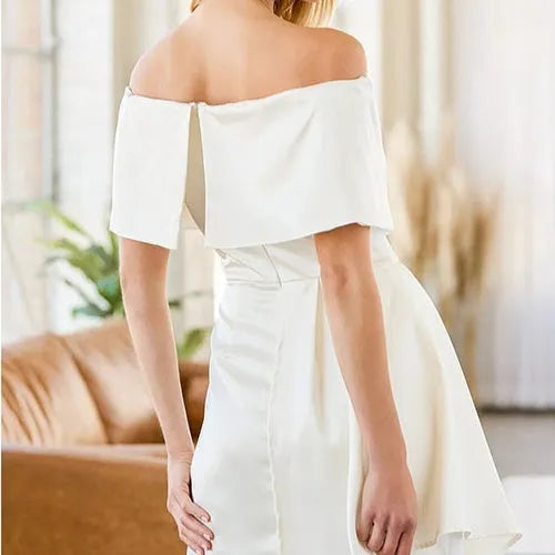 Women's off-shoulder strapless dress with high waist, lace-up back, and patchwork skirt in matcha green