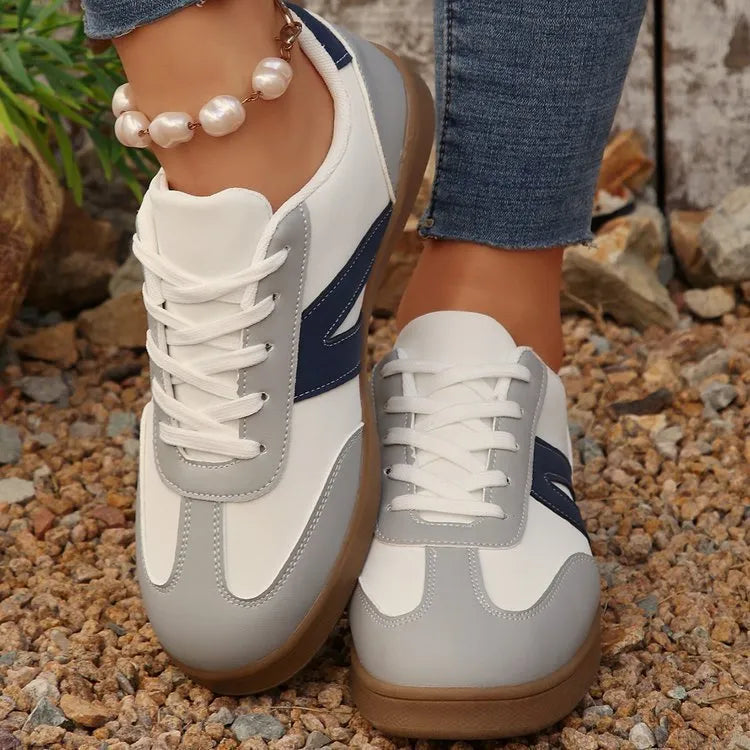 Blue women's German training shoes with lace-up front and rubber sole for hiking