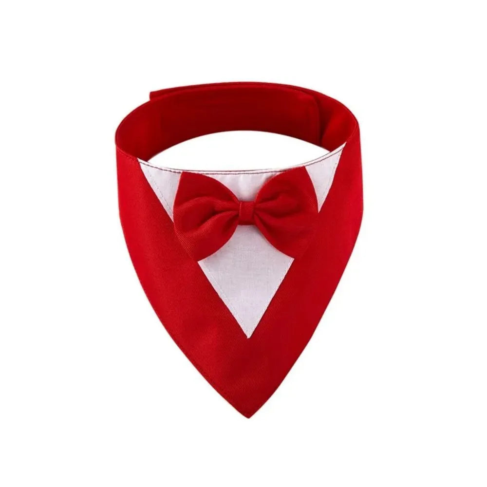 Pet triangle bib bow saliva towel collar accessory for dogs and cats in multiple colours with adjustable fastening