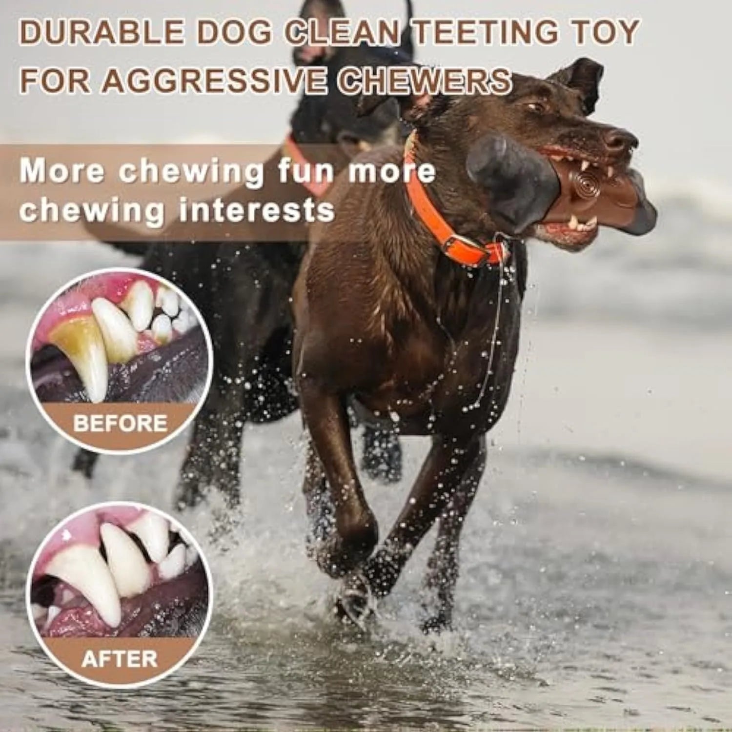 Branch-shaped nylon dog chew toy with squeaker for aggressive chewers, approximately 15-20cm