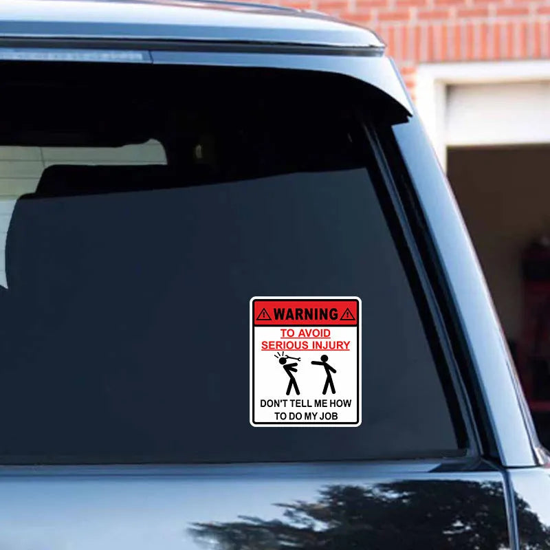 Yellow and black car glass warning sticker measuring 14.9cm by 12.6cm with Type A Hit design