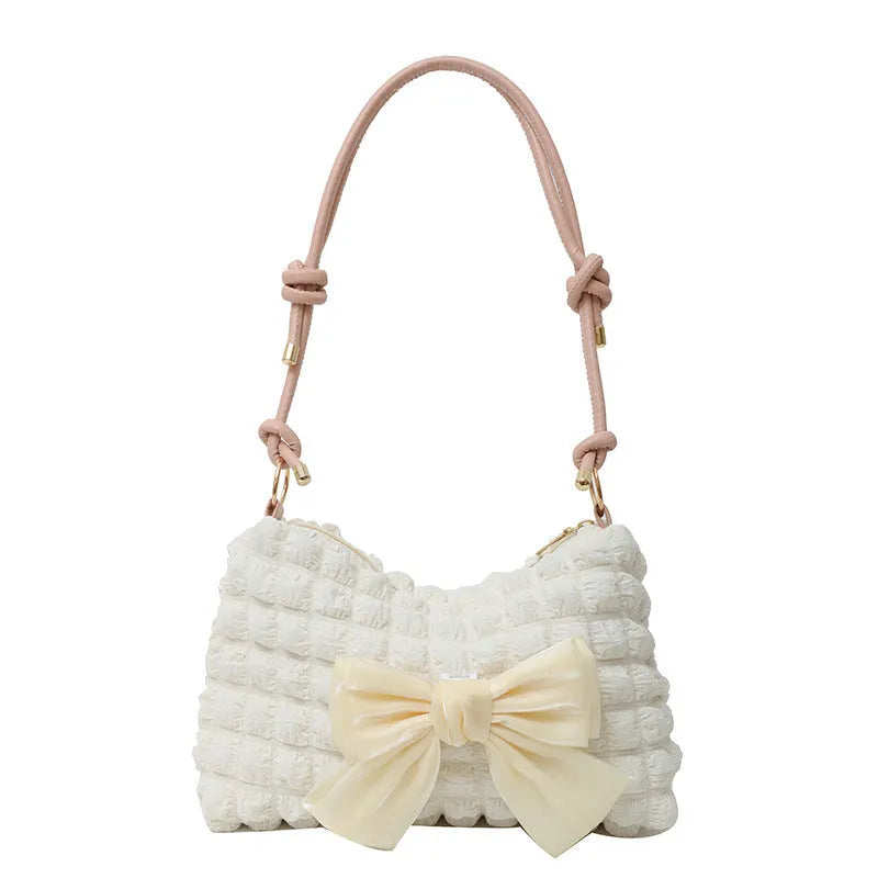 Canvas single-shoulder handbag with sandwich pocket and mobile phone compartment in street trend style