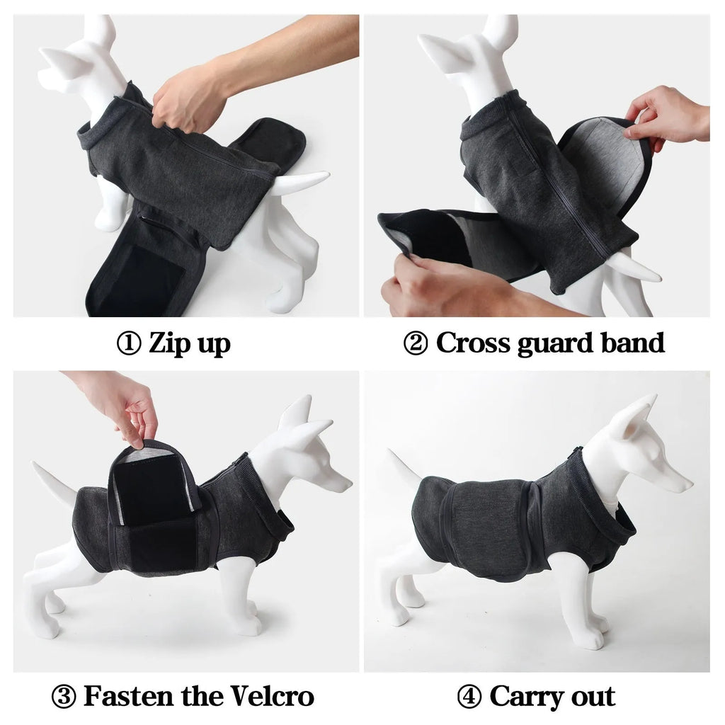 Grey pet mood soothing clothes for cats and dogs in cotton polyester, sizes XS to XXXL