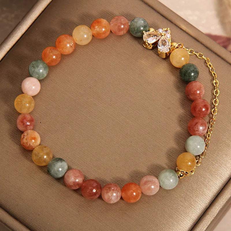 Fu Lu Shou crystal bracelet for women with V-shaped zircon design and cartoon styling