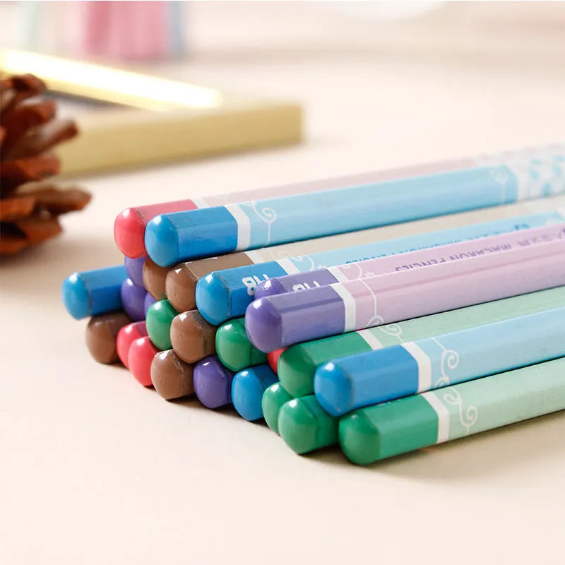 Basswood thermal transfer pencil with hexagonal barrel showing HB hardness marking on thermal paper