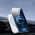 Black magnetic wireless charging car phone holder for Apple iPhone 12 with 15W fast charge